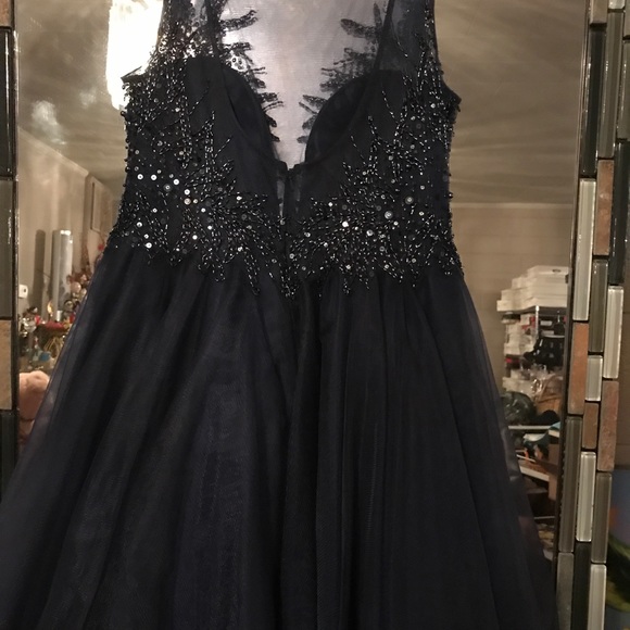 Evening Short Dress 
Beautiful Navy Blue - Picture 2 of 8